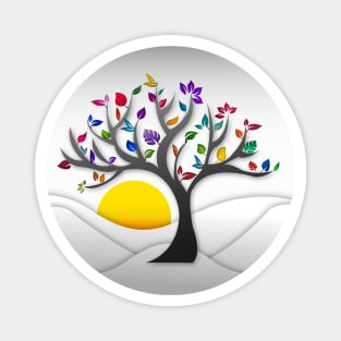 Modern and Colorful Tree Art Structure Magnet